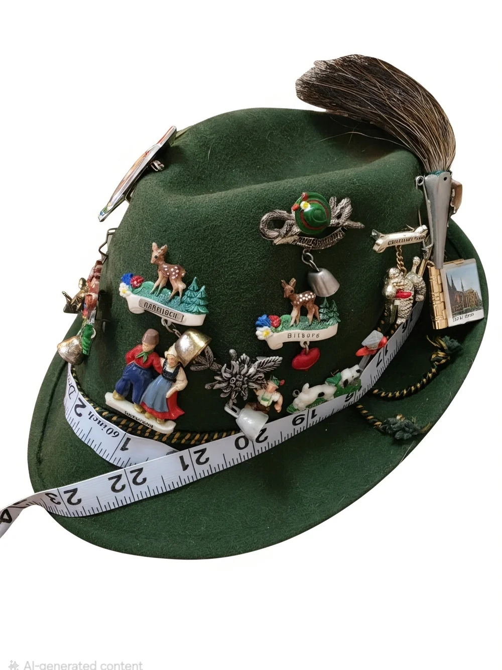 Green Kids Alpine Hat with Decorative Pins
